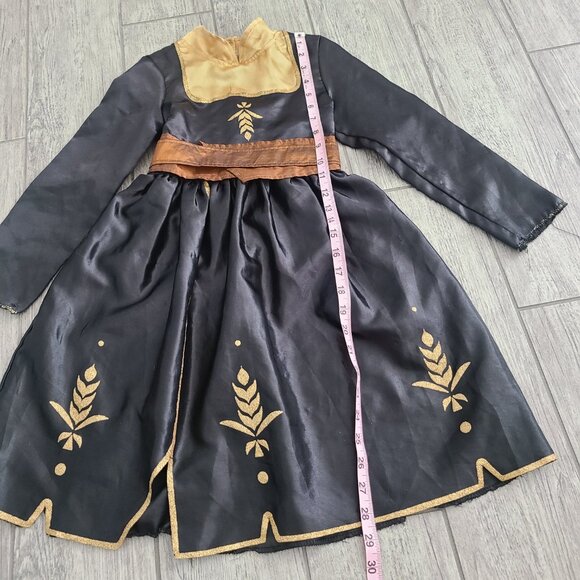 Disney Frozen Anna Costume Dress Black & Gold with Brown Belt Size 4–6X - Picture 7 of 10